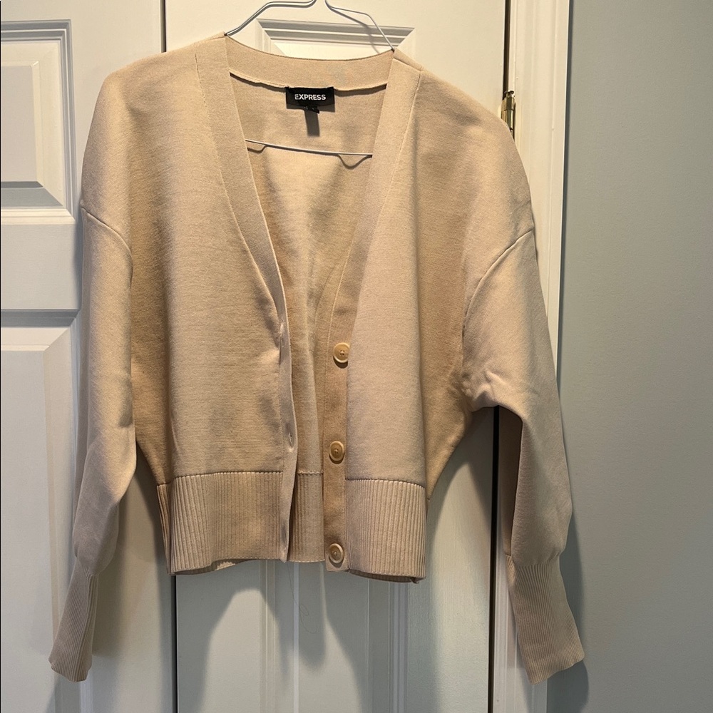 Express Women's Beige Button-Up Cardigan